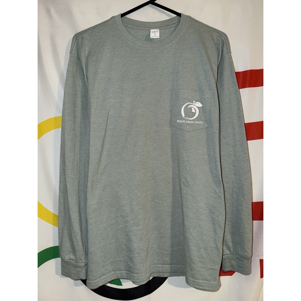 Peach State Pride T Shirt Medium Green Long Sleeve Pocket Tee